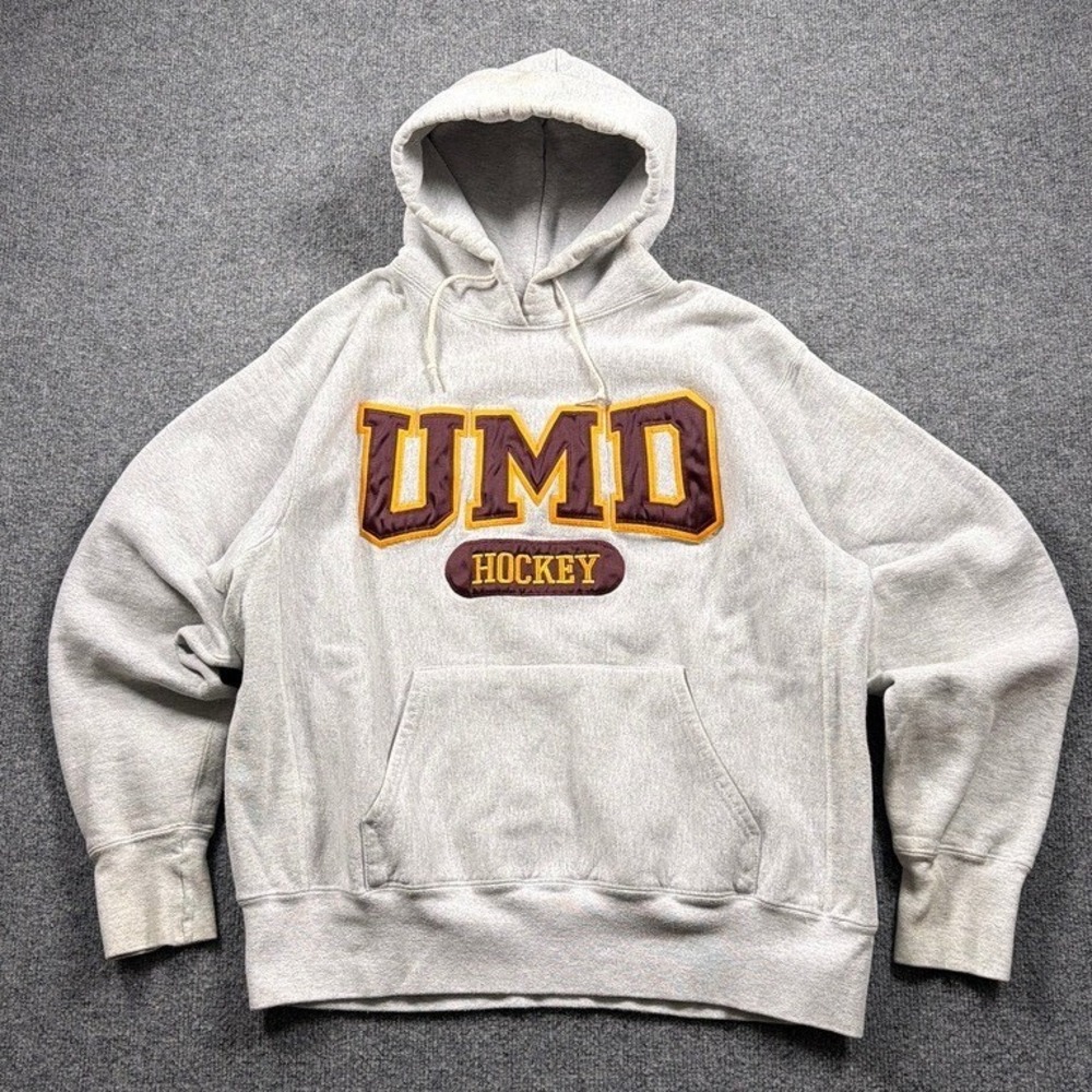 The Cotton Exchange Hoodie UMD Hockey Men Large Gray Tackle Twill Made in USA